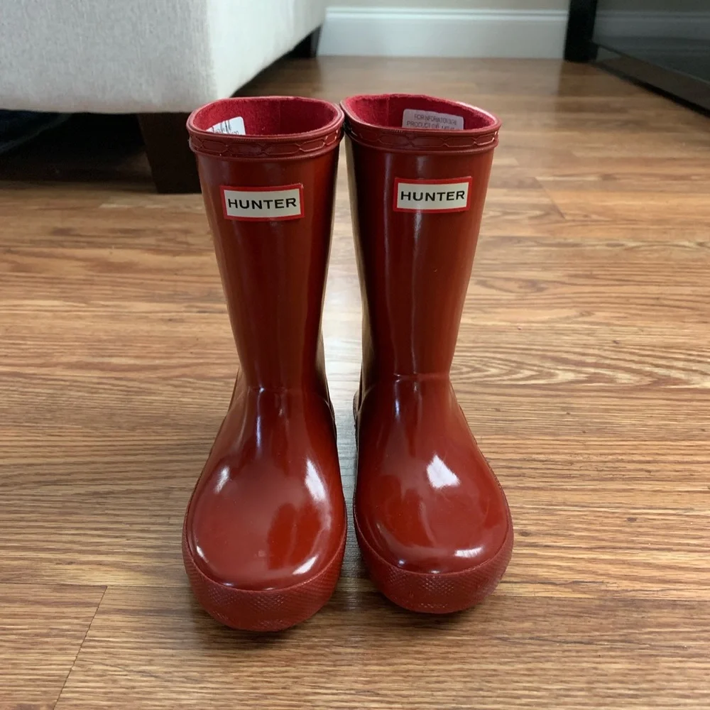 Hunter Kids Burgundy Gloss Rain Boots